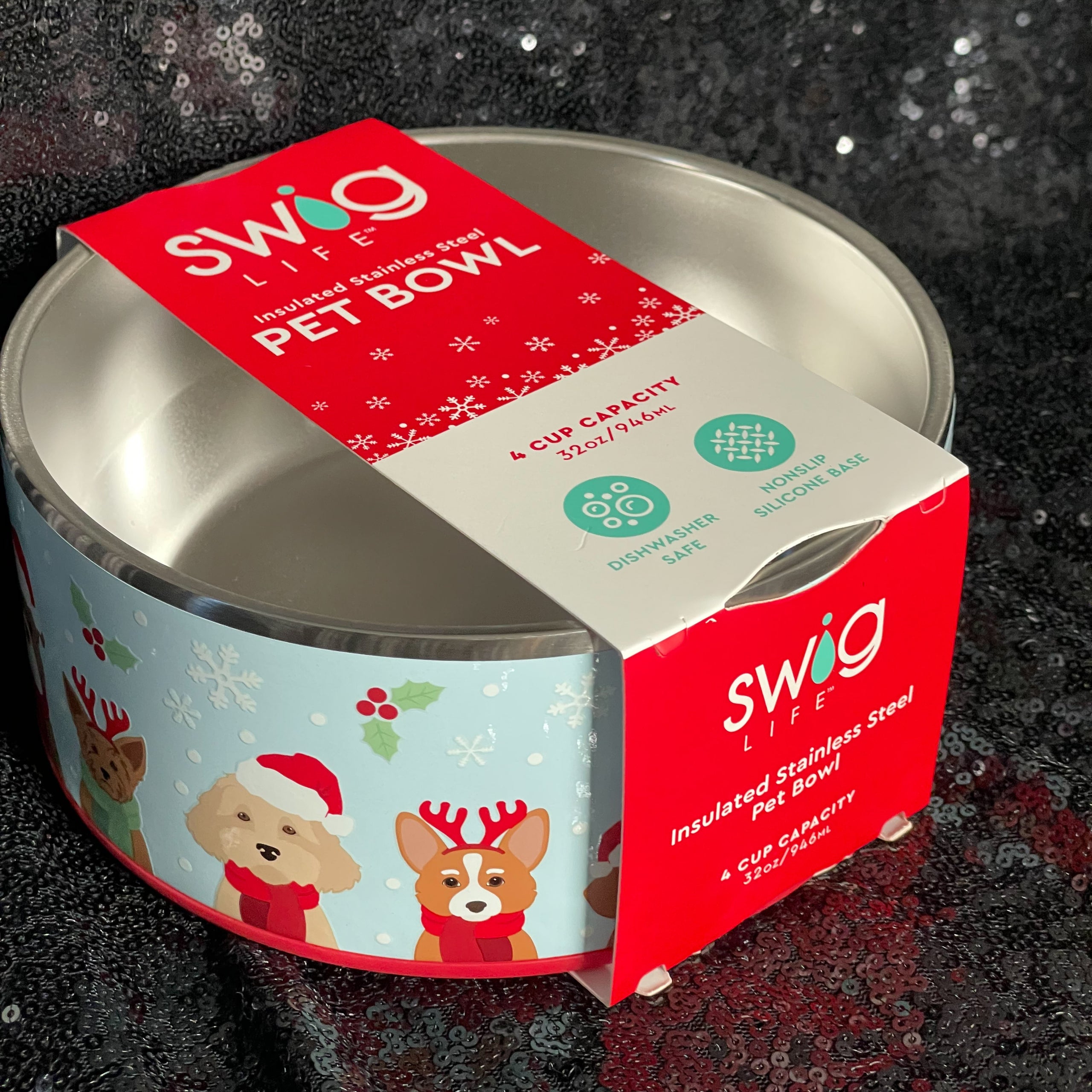 Swig Life Santa Paws 4 Cup Pet Bowl